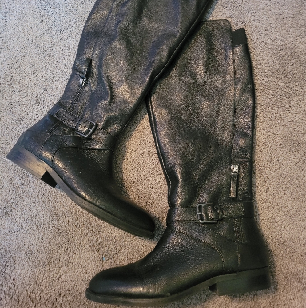8.5 Nine West Knee High Black Leather Boots